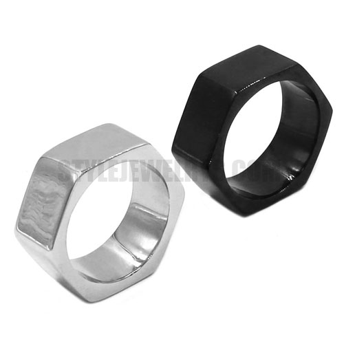 Silver Black Screw Band Ring Stainless Steel Motor Biker Band Ring SWR0737SE - Click Image to Close
